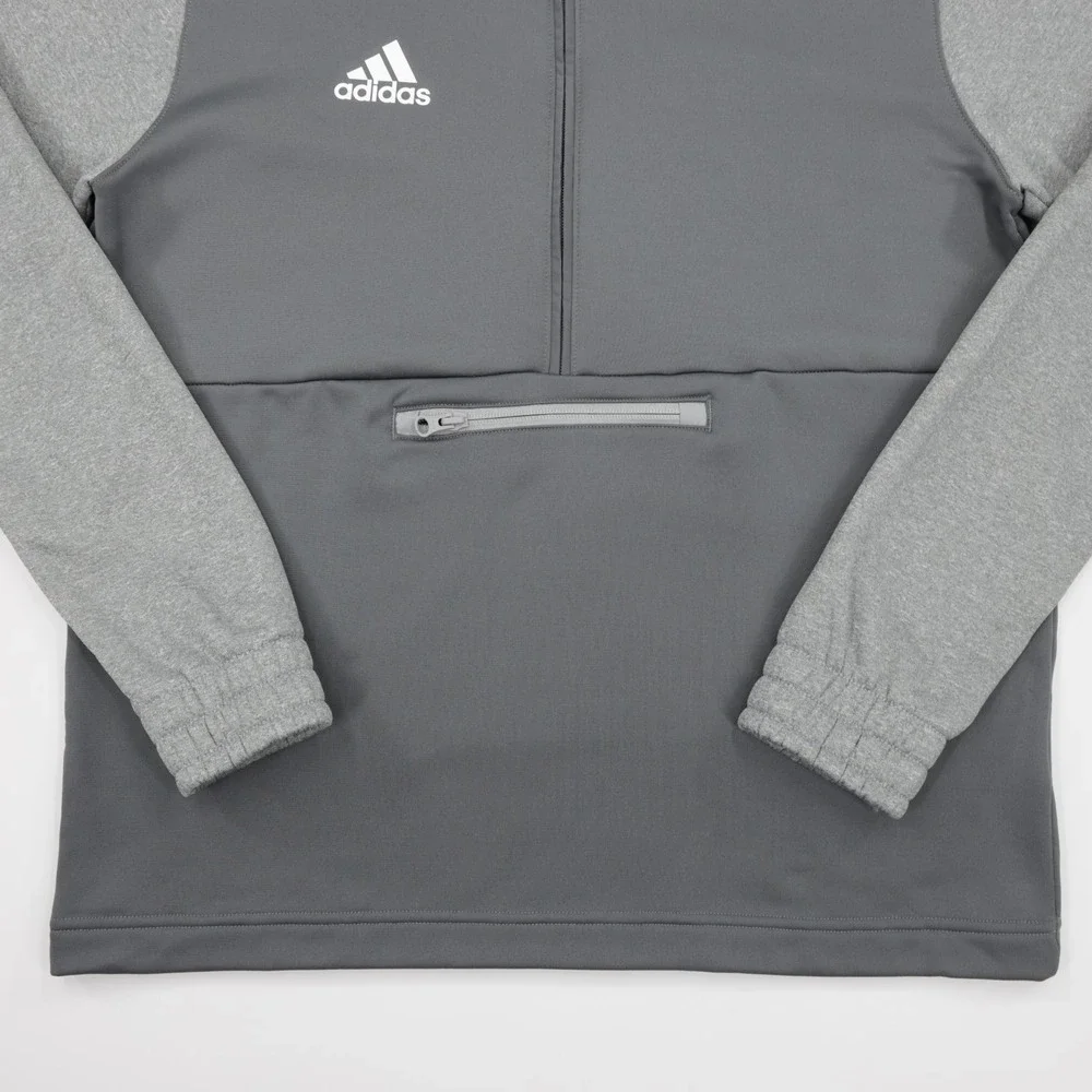 Adidas Men's Team Issue Half Zip Pocket Comfy Soft Fleece Sweatshirt Gray Size M